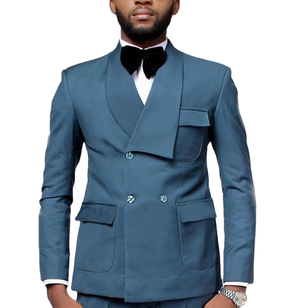Men Formal Party Wear Dress - Nieuwste Ontwerp Double Breasted Lake Blue