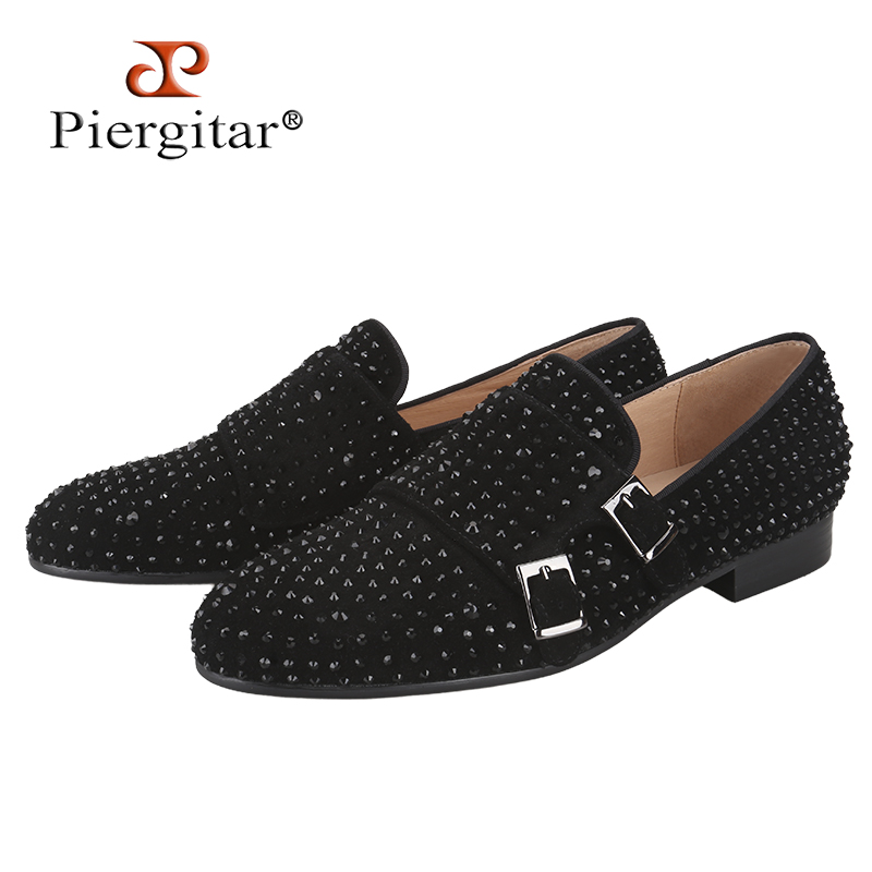 Men'S Formal Party Wear Shoes - Piergitar Nieuwe Zwarte Suede Mannen Dubbele