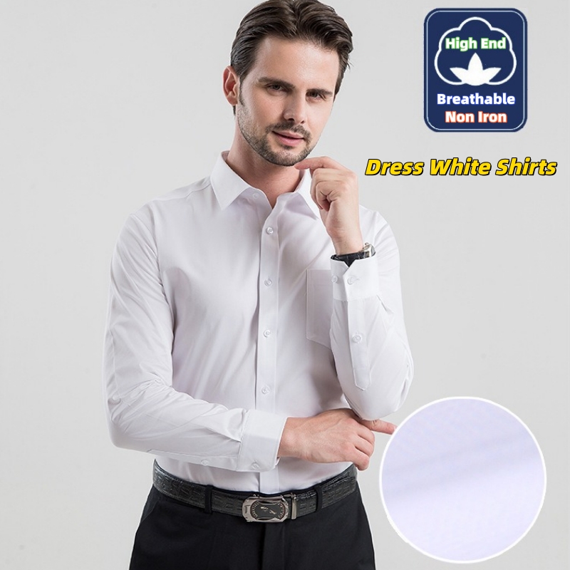 High End Men'S Formal Wear - Zakelijke heren overhemden, wit, lange mouwen,