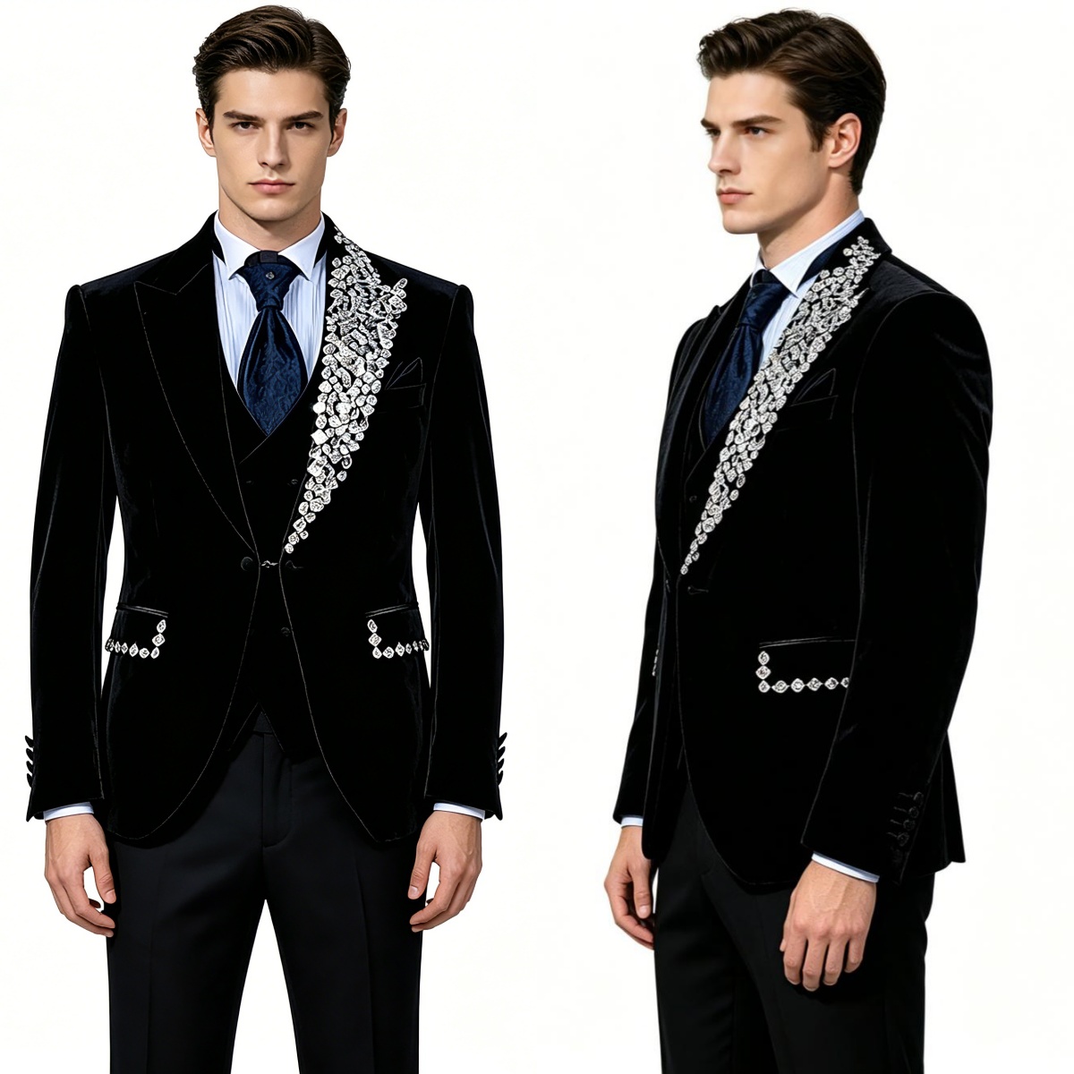 Men Formal Wear Wedding - Formele Bruiloft Smoking Fluwelen 2-delige Set