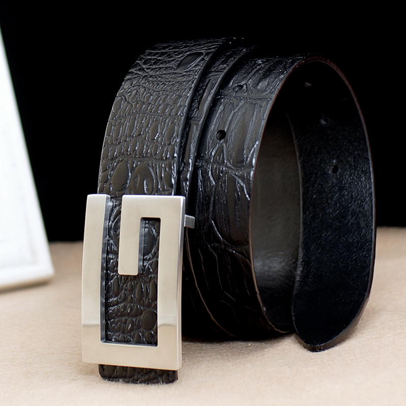 Men Formal Wear With Jeans - Herenriemen, Lederen Riem, Bovenlaag Koeienhuid Plaat