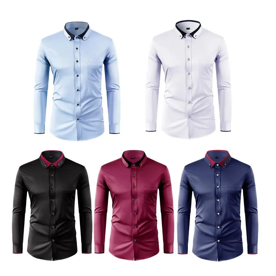 Men Formal Party Wear Shirt - Nieuw Herenmode Pure Overhemd Casual Lang