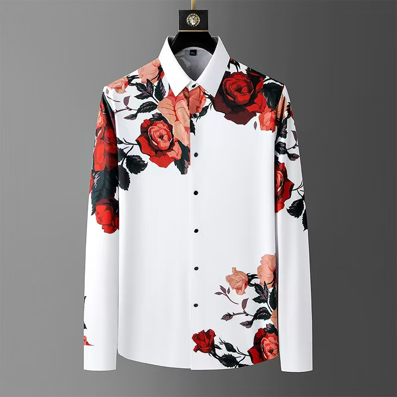 Men Formal Party Wear Shirt - Luxe Hoge Kwaliteit Heren Vintage Bloemenprint