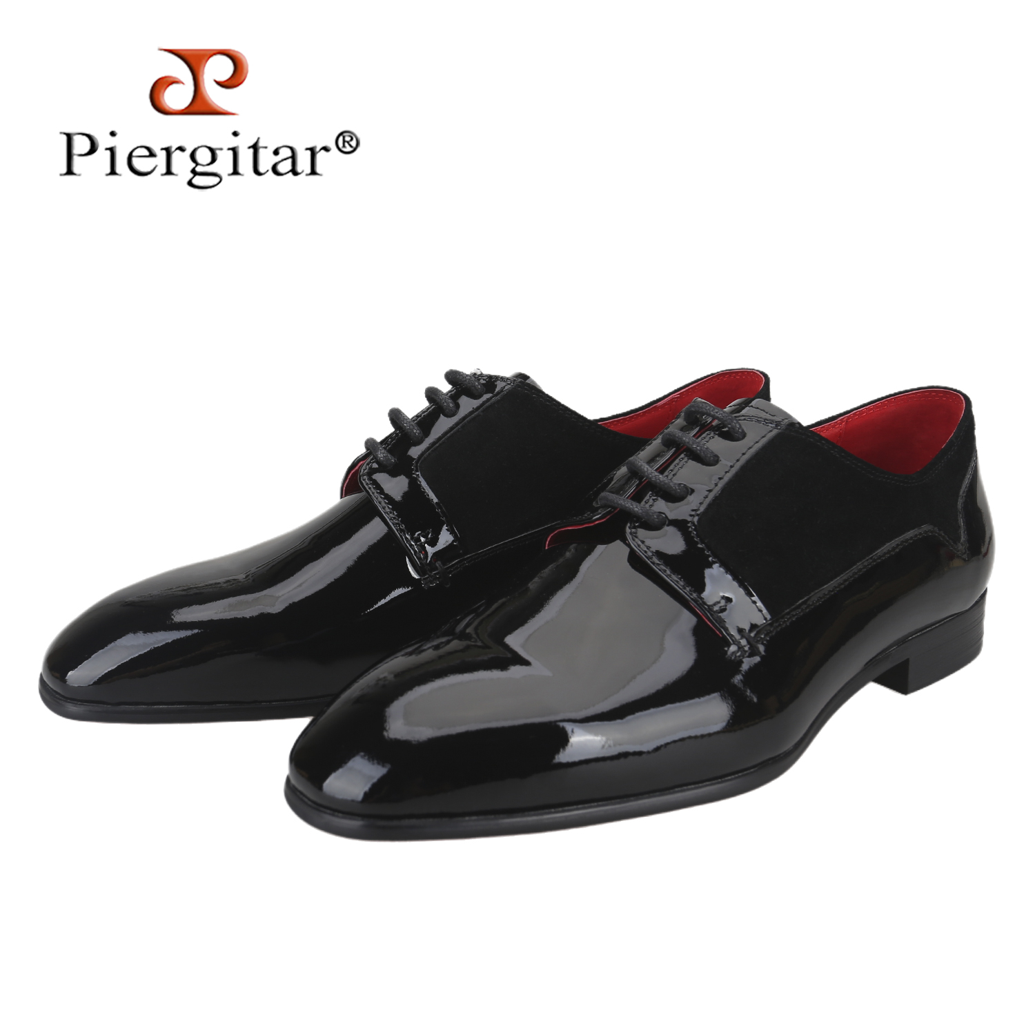 Men'S Formal Party Wear Shoes - Piergitar Italiaans luxe merk zwarte lakleren