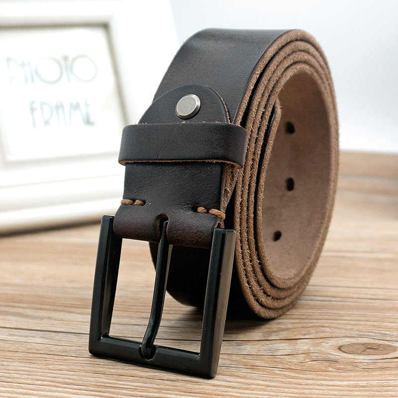 Men Formal Wear With Jeans - Herenriemen, Lederen Riem, Bovenlaag Koeienhuid Naaldgesp