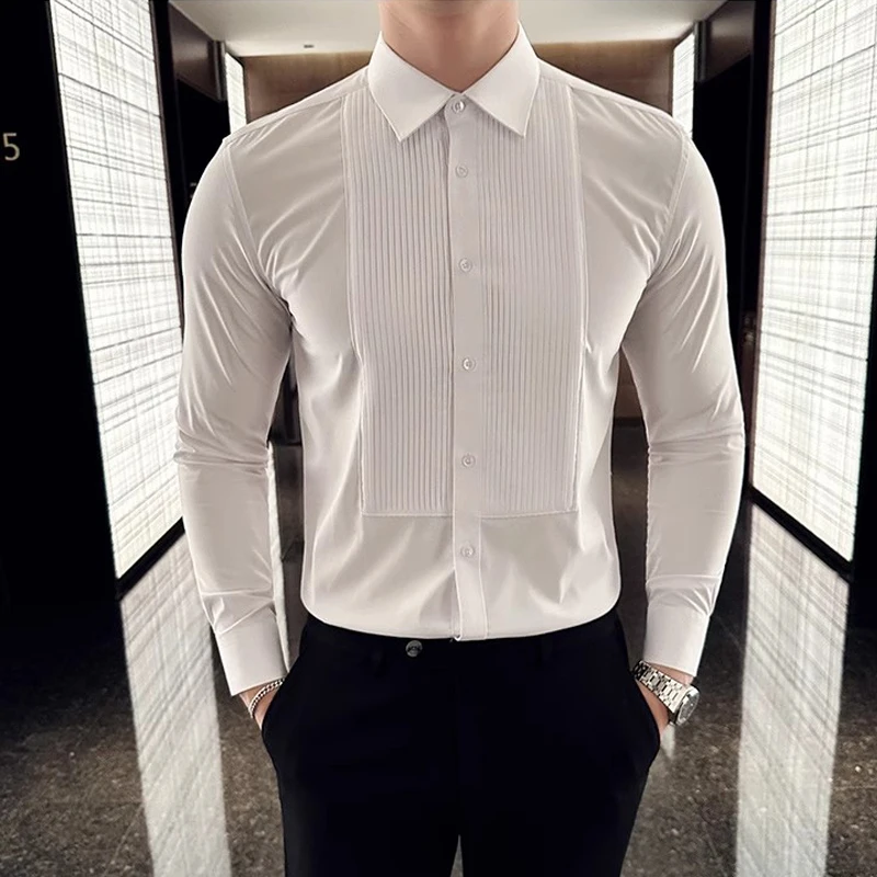 Men Formal Party Wear Shirt - Bruiloft Feestkleding Lange Mouwen Heren Overhemden