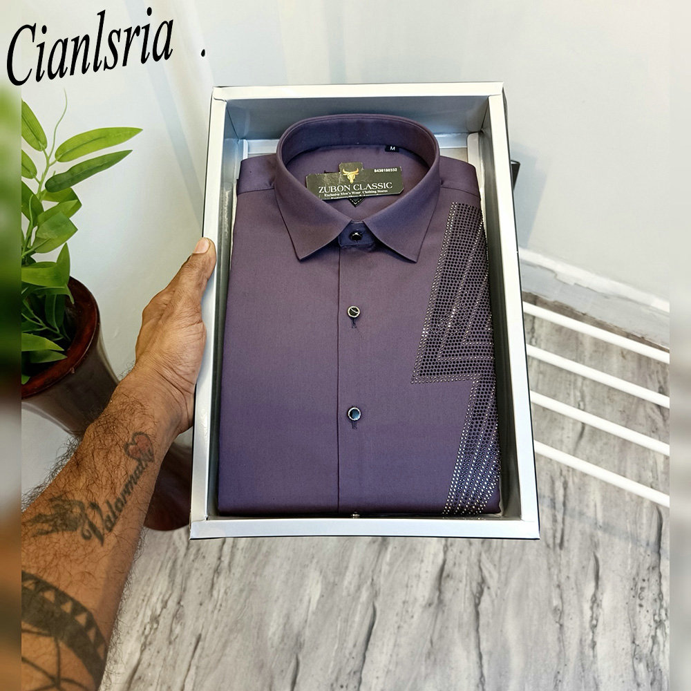 Luxe herenoverhemd met geometr - Men Formal Party Wear Shirt recensie en prijs