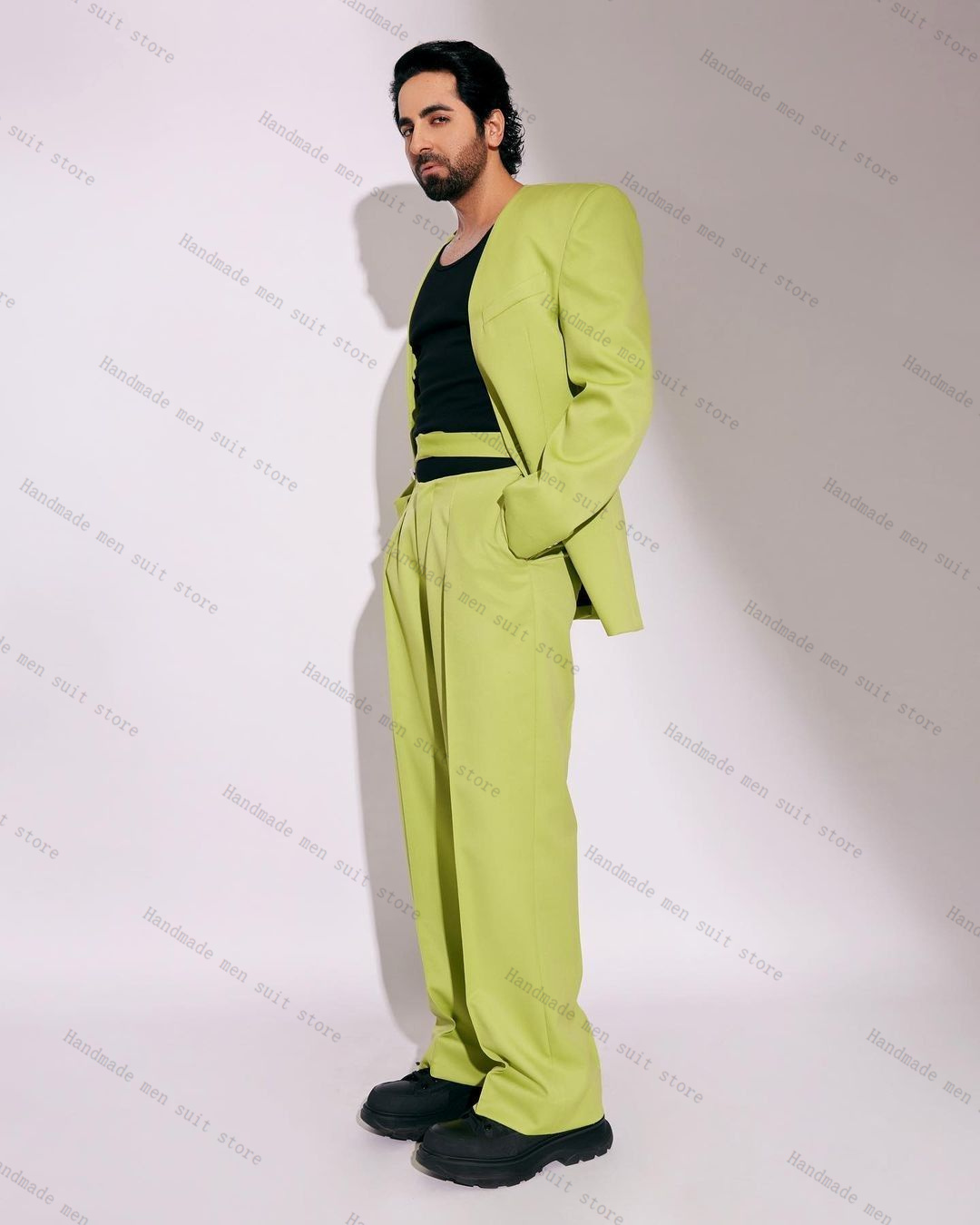 Mode groene mannen pak set 2-d - Men Formal Wear Green recensie en prijs