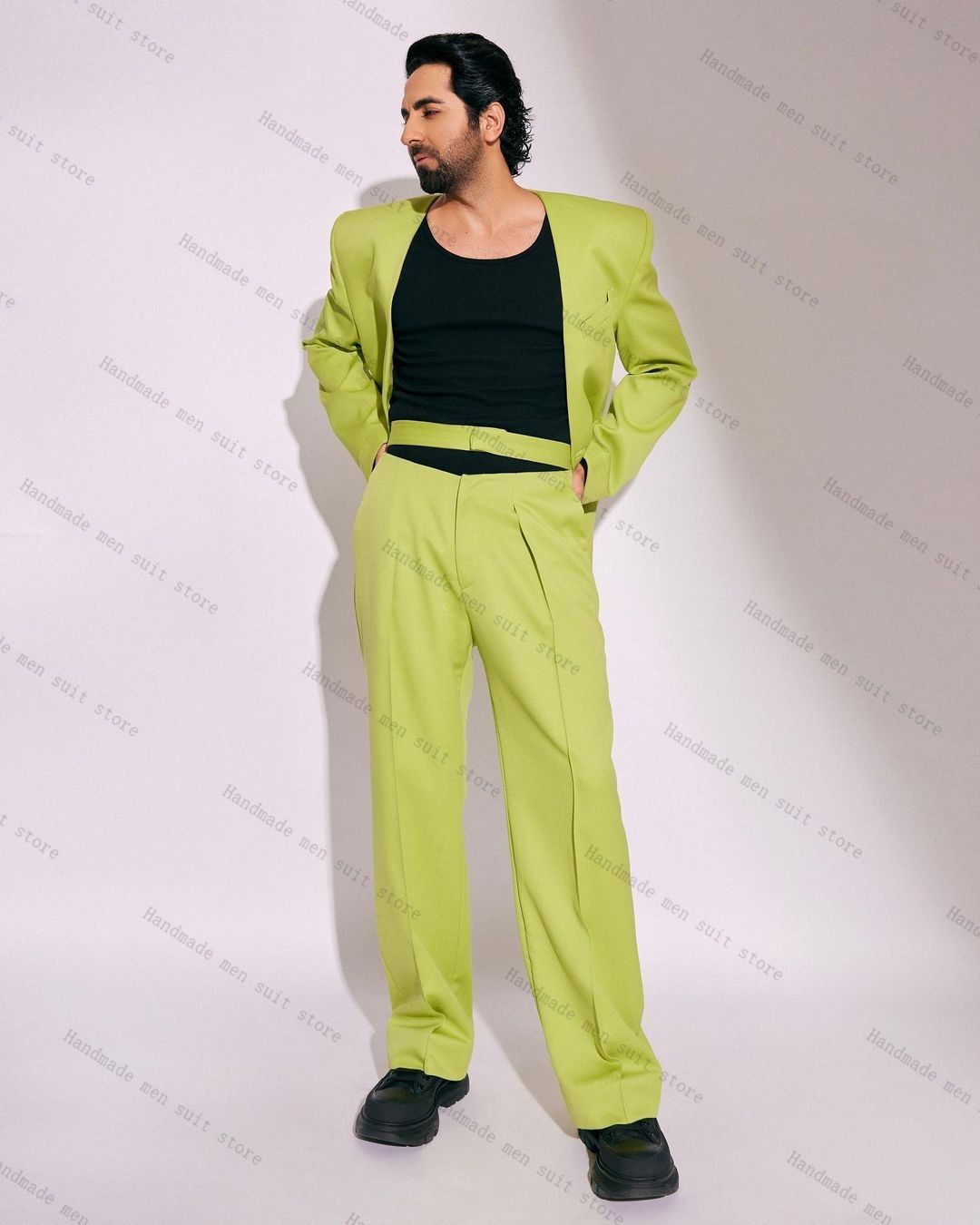 Mode groene mannen pak set 2-d - Men Formal Wear Green recensie en prijs