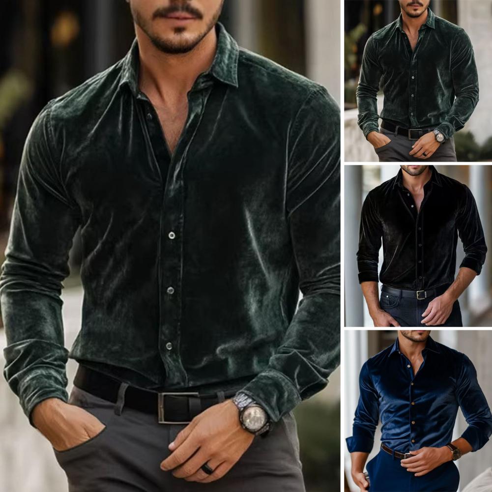 Heren fluwelen overhemd Heren  - Men Formal Party Wear Shirt recensie en prijs