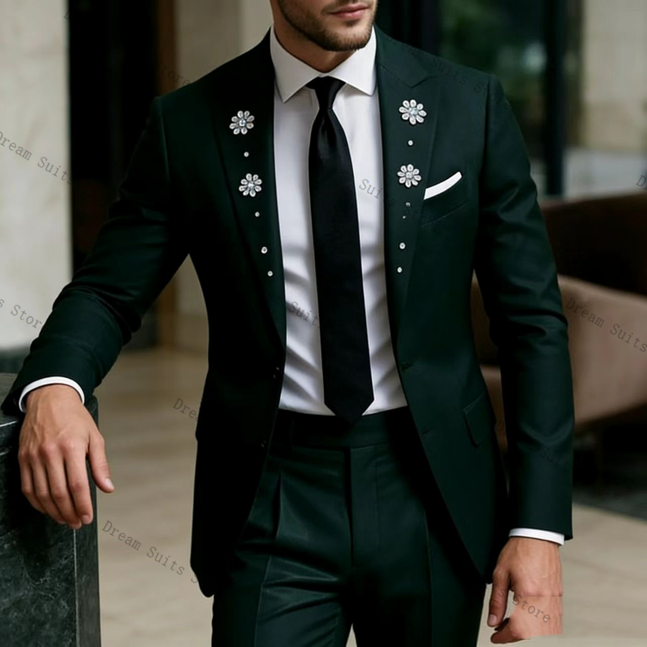 Kristallen Mannen Pak Set 2 St - Men Formal Wear Green recensie en prijs