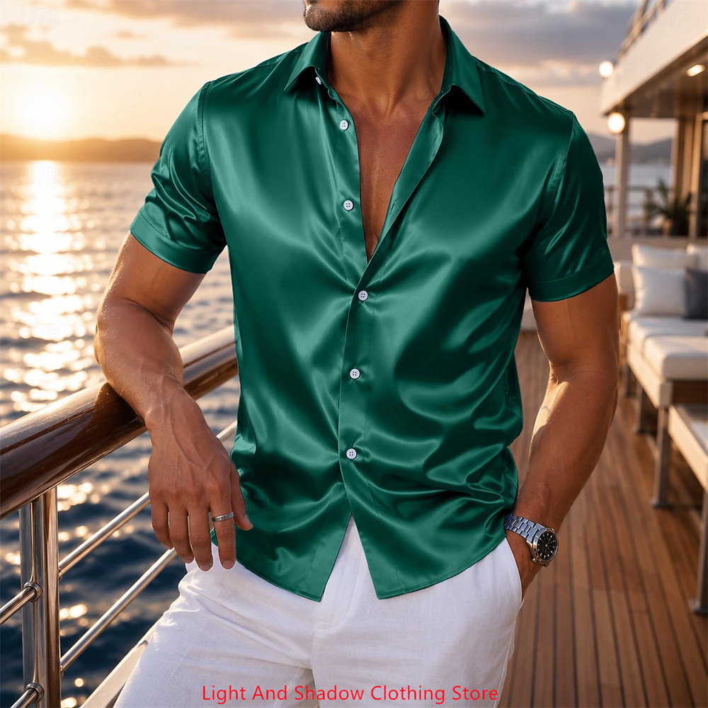 Heren satijnen overhemd met ko - Men Formal Party Wear Shirt recensie en prijs