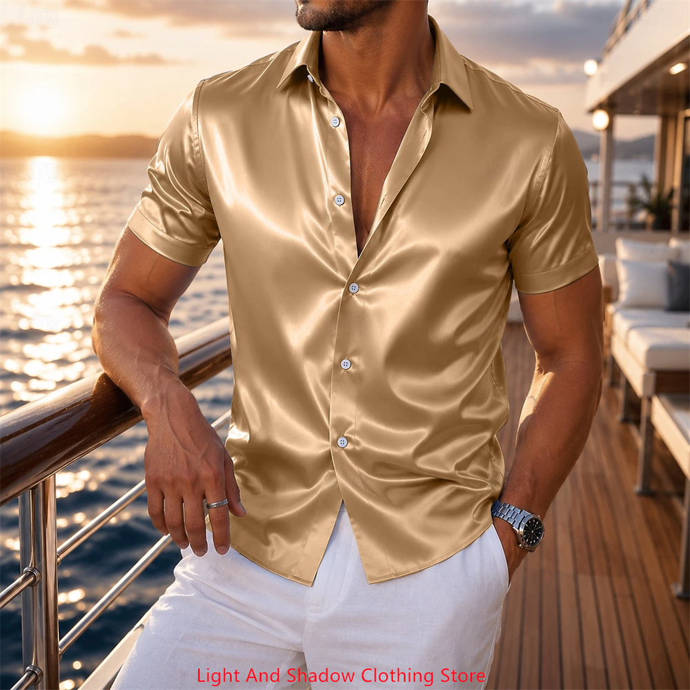 Heren satijnen overhemd met ko - Men Formal Party Wear Shirt recensie en prijs